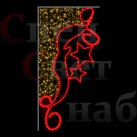 Панно фигура на стену световая уличная "Зимняя сказка" золотистая